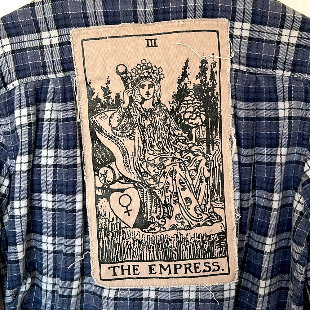 Tarot Card Cropped Flannel Shirt